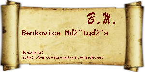 Benkovics Mátyás névjegykártya